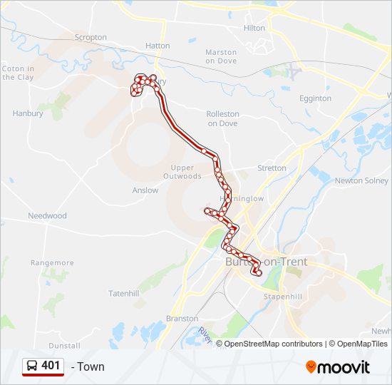 401 Route: Schedules, Stops & Maps - Tutbury (Updated)