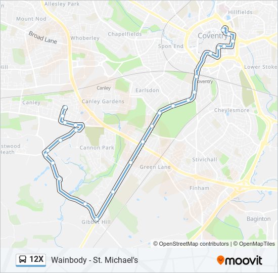 12X bus Line Map