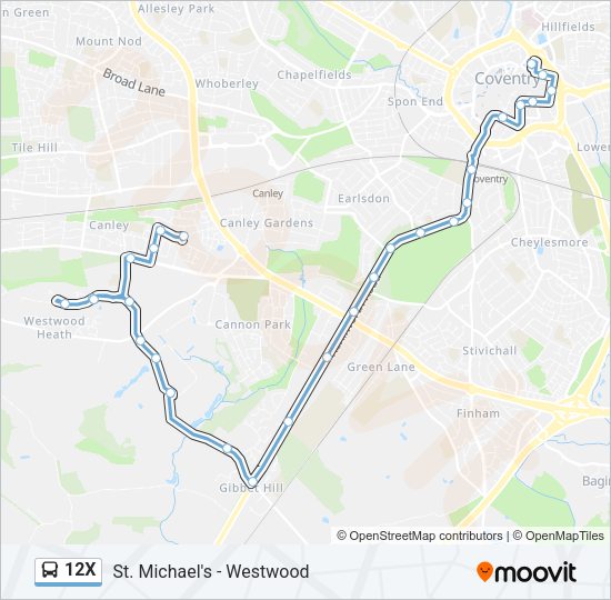12X Bus Line Map