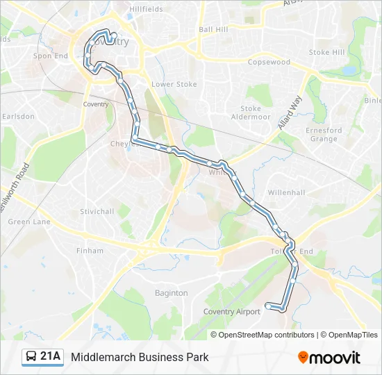 21A Bus Line Map