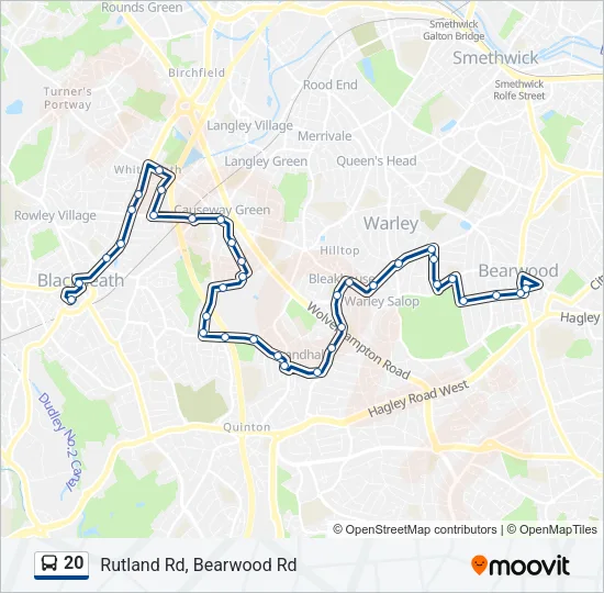 20 Route: Schedules, Stops & Maps - Rutland Rd, Bearwood Rd (Updated)