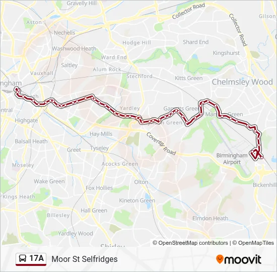 17A Route: Schedules, Stops & Maps - Moor St Selfridges (Updated)