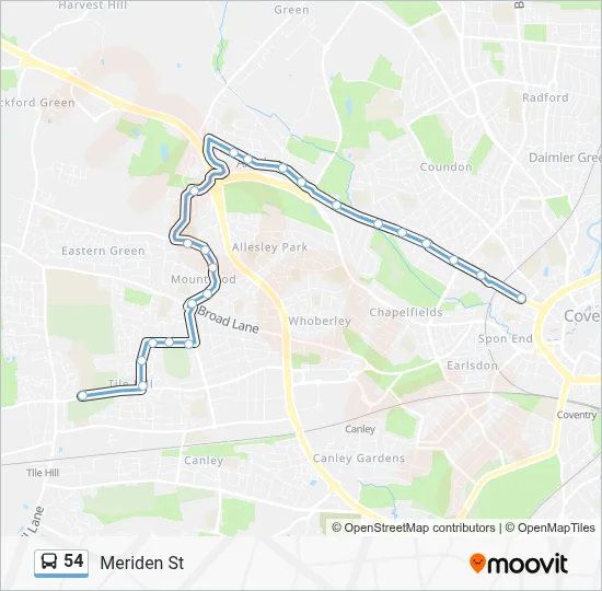 54 Route: Schedules, Stops & Maps - Meriden St (Updated)