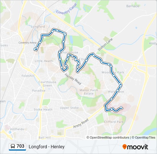 703 Bus Line Map