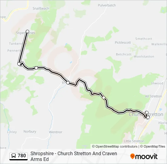 780 Route: Schedules, Stops & Maps - Stiperstones Inn (Updated)