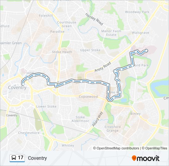 17 Route: Schedules, Stops & Maps - Coventry (Updated)