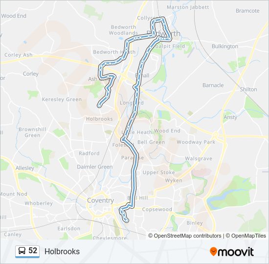 Bus 52 Route Map 52 Route: Schedules, Stops & Maps - Holbrooks (Updated)