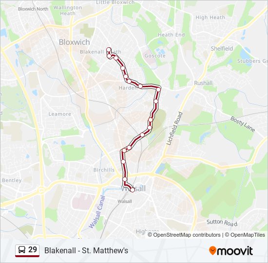 Bus 29 Route Map 29 Route: Schedules, Stops & Maps - Blakenall Heath (Updated)