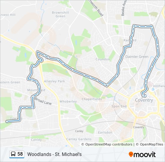 Bus 58 Route Map 58 Route: Schedules, Stops & Maps - Coventry (Updated)