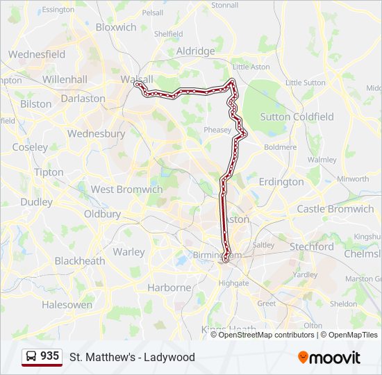 travel west midlands 935 bus route