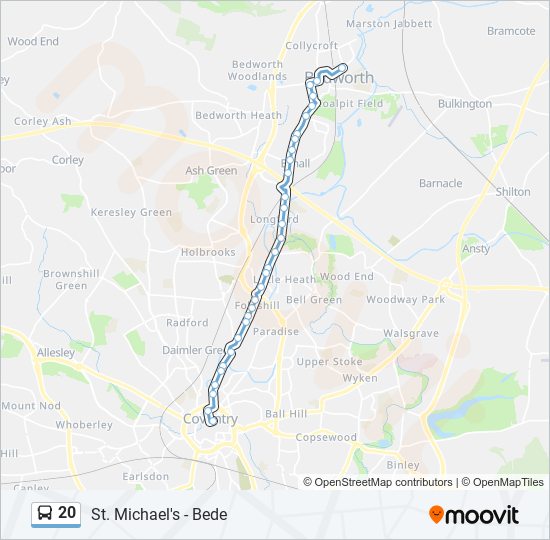 Bus 20 Route Map 20 Route: Schedules, Stops & Maps - Bedworth (Updated)