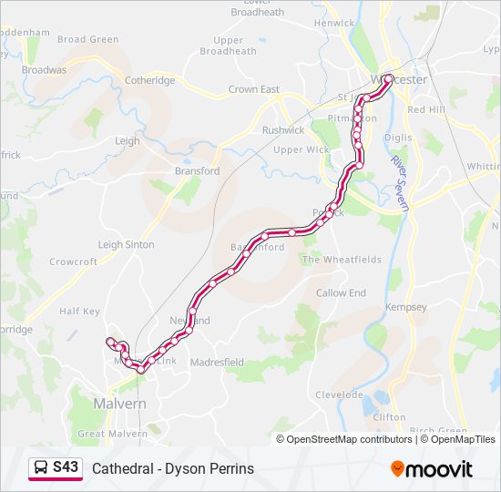 S43 bus Line Map