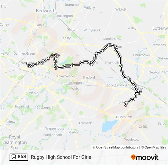 85S Route: Schedules, Stops & Maps - Rugby High School For Girls (Updated)