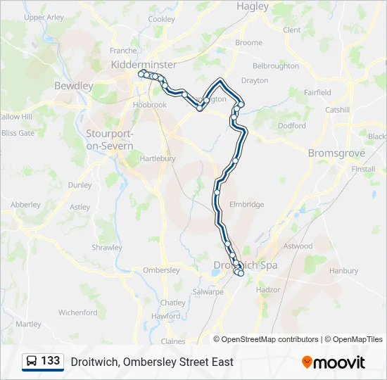 133 Route: Schedules, Stops & Maps - Droitwich, Ombersley Street East ...