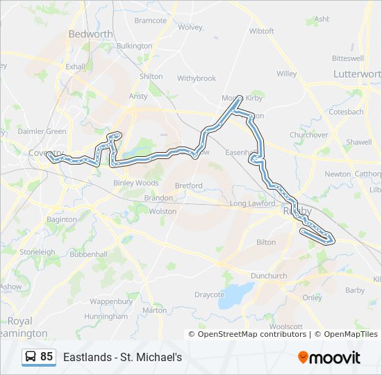 Bus 85 Route Map 85 Route: Schedules, Stops & Maps - Rugby (Updated)