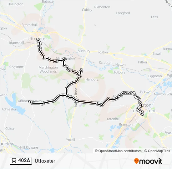 402A Route: Schedules, Stops & Maps - Uttoxeter Town Ctr Bus (Updated)