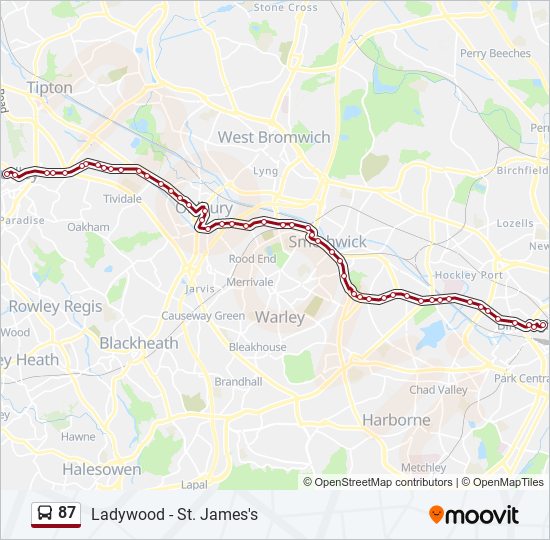 travel west midlands 87 bus timetable