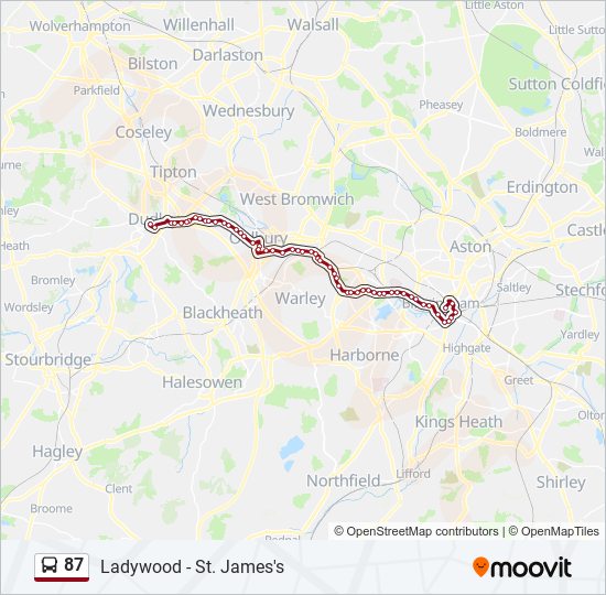 Bus 87 Route Map 87 Route: Schedules, Stops & Maps - Birmingham (Updated)