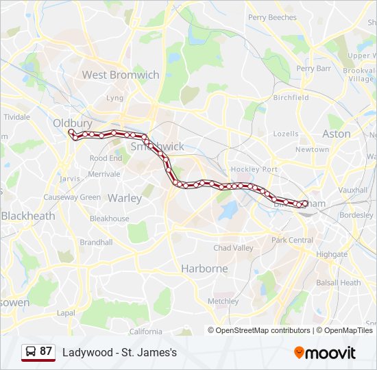 travel west midlands 87 bus timetable