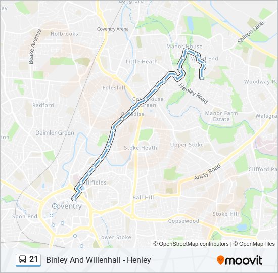 21 bus Line Map