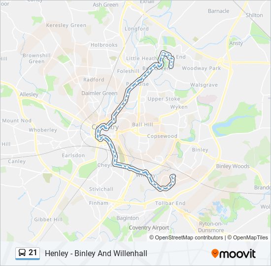 21 bus Line Map