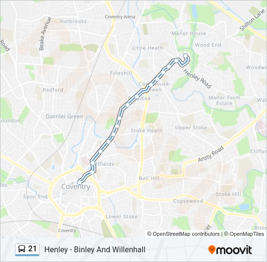 21 Bus Line Map