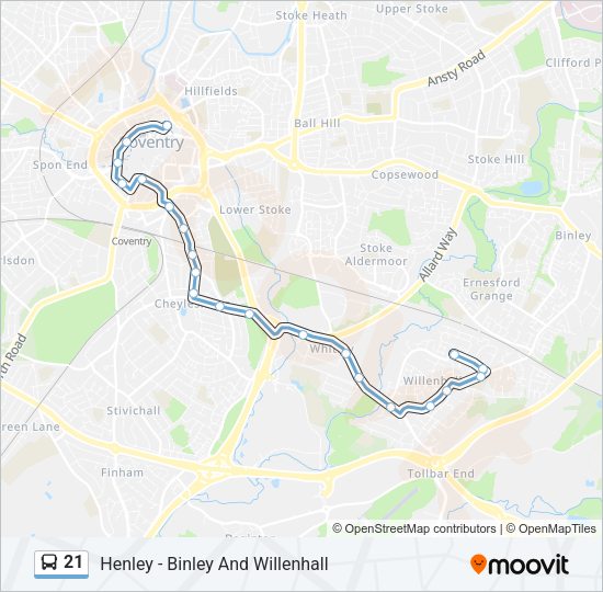 21 Bus Line Map