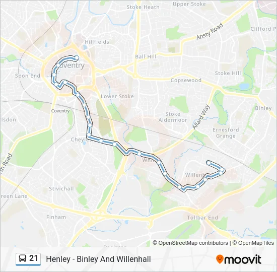 21 Bus Line Map