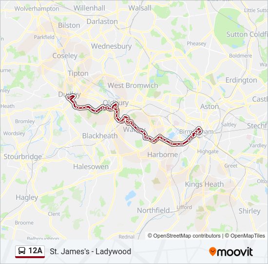 12A bus Line Map