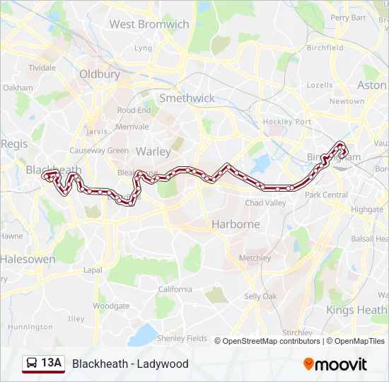 13A Bus Line Map