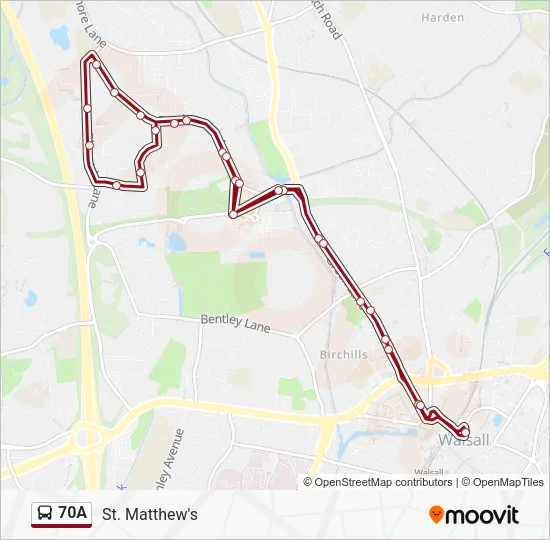 70A Bus Line Map