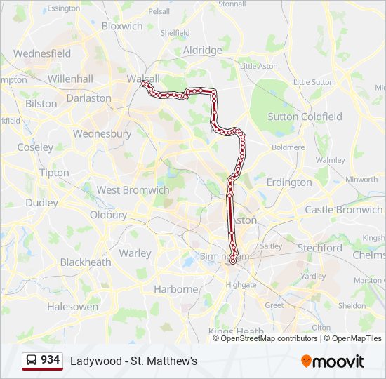 934 Route Schedules Stops Maps Walsall Updated 