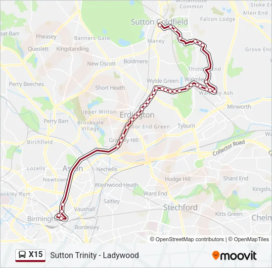 X15 Bus Line Map