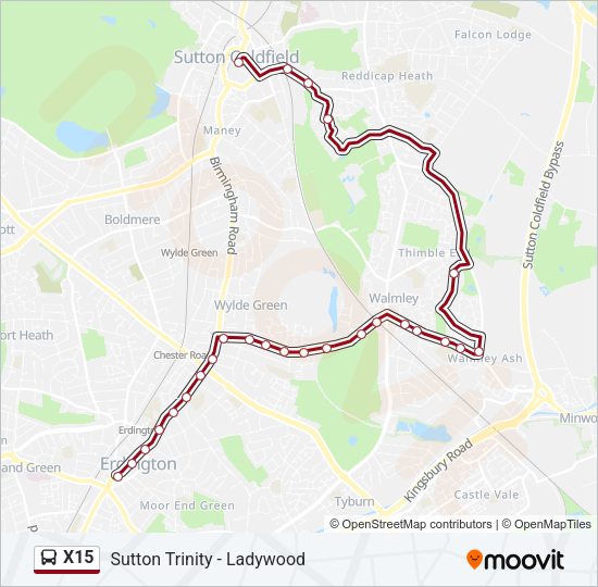 X15 Bus Line Map