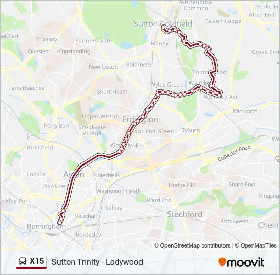 X15 Bus Line Map