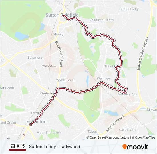 X15 Bus Line Map