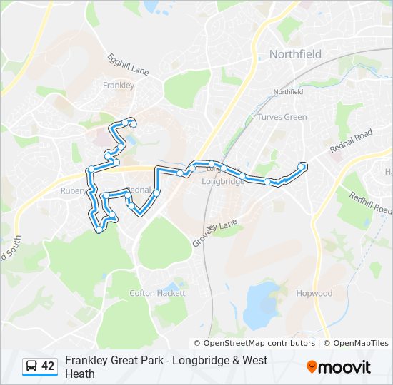 Bus 42 Route Map 42 Route: Schedules, Stops & Maps - Frankley (Updated)