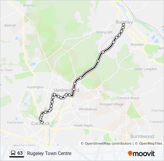 63 Route: Schedules, Stops & Maps - Rugeley Town Centre (Updated)