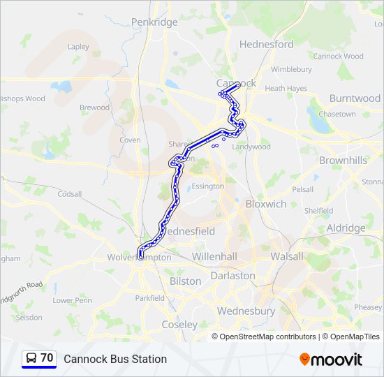 70 Bus Line Map