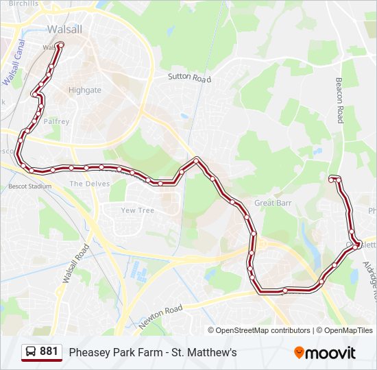 881 Bus Line Map