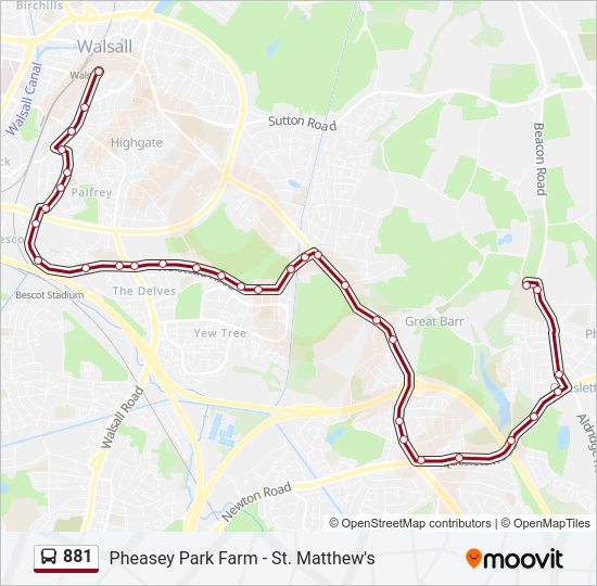 881 bus Line Map