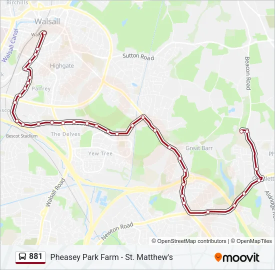 881 Bus Line Map