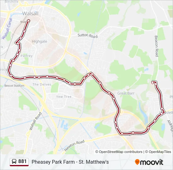 881 Bus Line Map