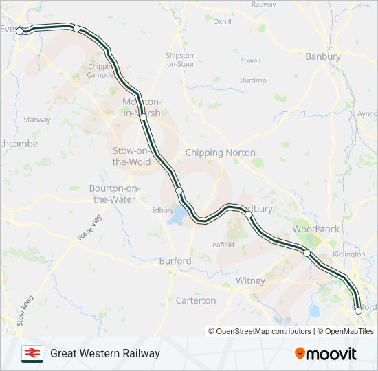 GREAT WESTERN RAILWAY Train Line Map