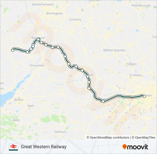 GREAT WESTERN RAILWAY Train Line Map