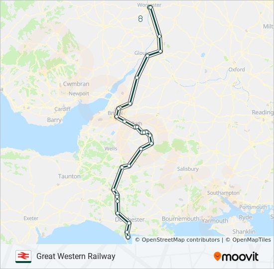 Weymouth Train Line Map Great Western Railway Route: Schedules, Stops & Maps - Weymouth (Updated)