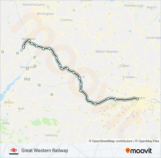 GREAT WESTERN RAILWAY Train Line Map