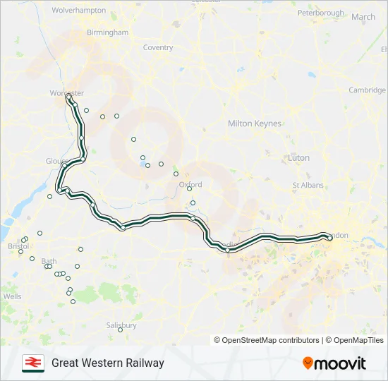 GREAT WESTERN RAILWAY Train Line Map