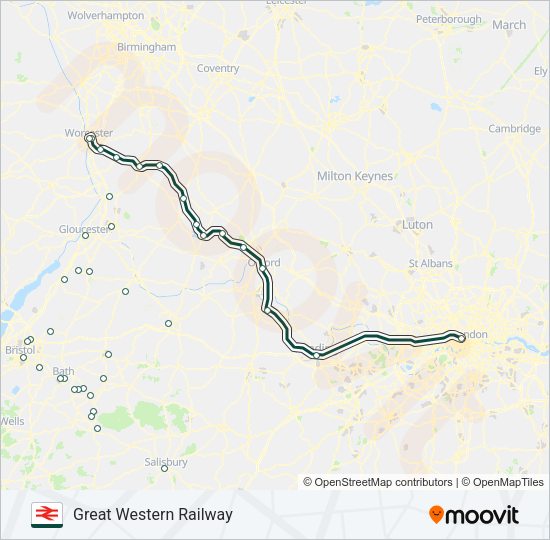GREAT WESTERN RAILWAY Train Line Map