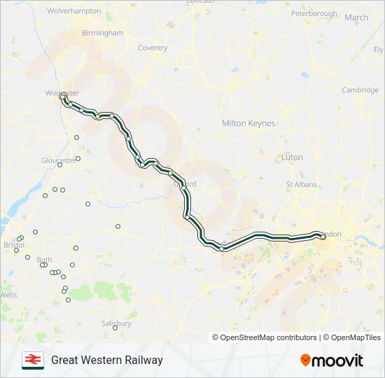 GREAT WESTERN RAILWAY Train Line Map